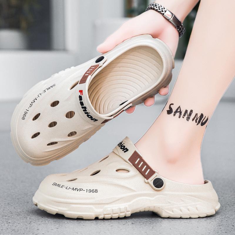 

Baotou men s slippers 2025 summer new outdoor leisure breathable deodorant sandals wading tourism seaside beach shoes 45