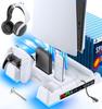 With PS5 New PS5 Vertical Cooling Stand with Fan Speed Charges Two PS5 Prevents LED Charging Headset Disc Drive and Remote Multifunctional for