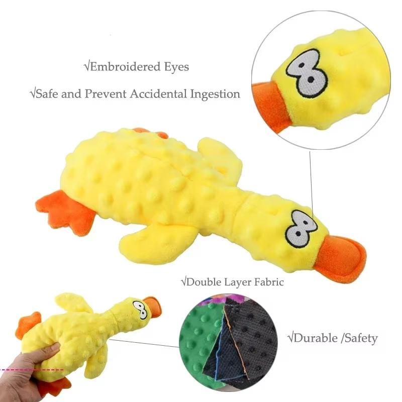 Duck Soft Plush Stuffed Raw Dog Toys for Small Puppy Dogs Interactive Squeaky Dog Bite Toy Sound Paper Chew Tooth Pet Supplier