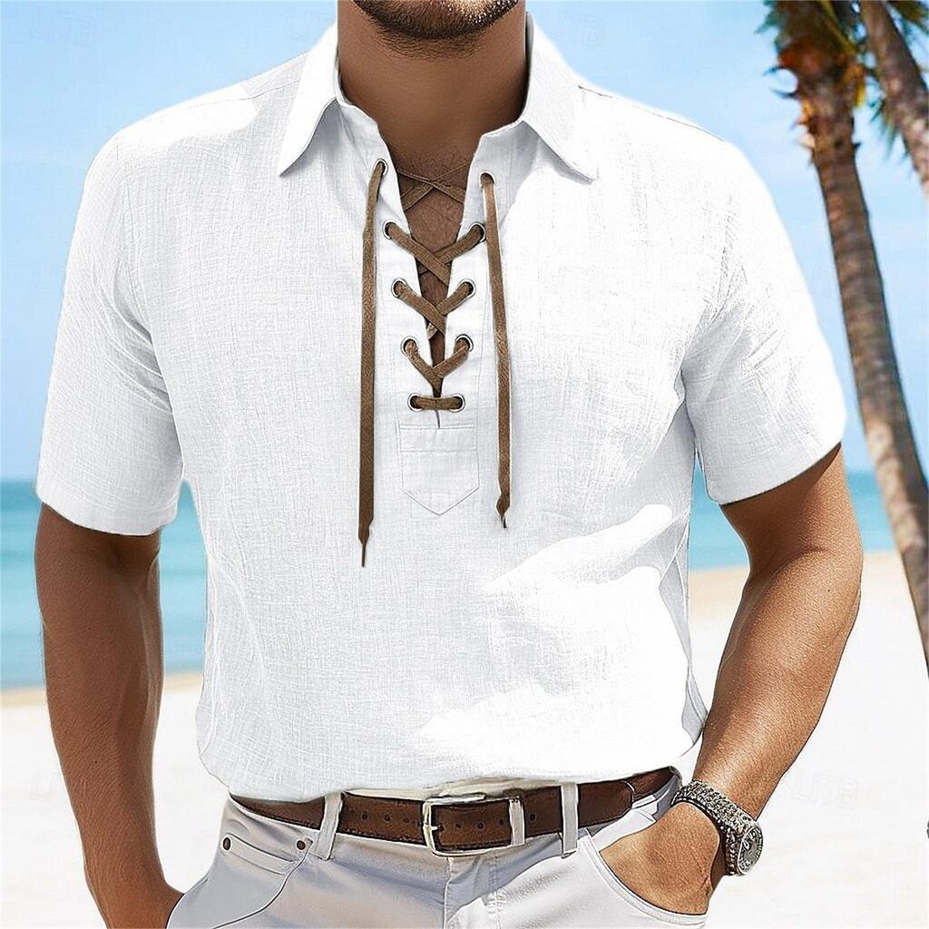 Summer Men With Lapel Short-sleeved T-shirt Men