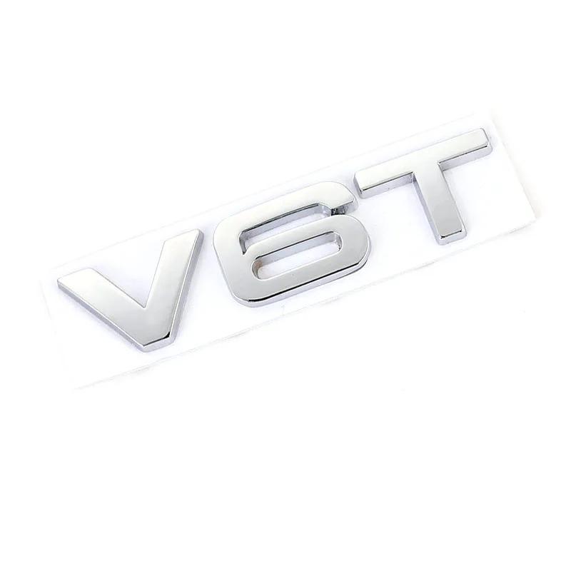 3D Metal V6T V8T Logo Car Emblem Badge Decals Trunk Displacement Sticker For Audi S3 S4 S5 S6 S7 S8 A4L A5 A6L A7 Q3 Q5 Q7 A3