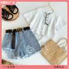 Flickset Shorts för sommaren Löst för barn och bebisar Stiliga jeans och toppar Två trender