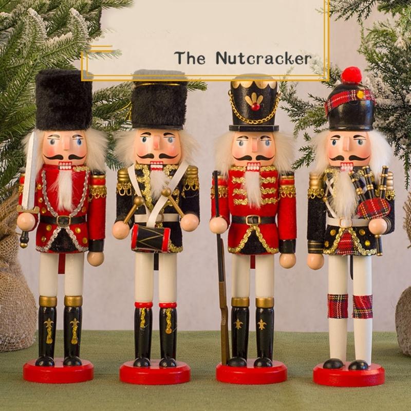 Weihnachts-Nussknacker Ornament Kleiner Holzsoldat Weihnachtsdekorationen Nussknacker Figur Ornament für Tisch Regal