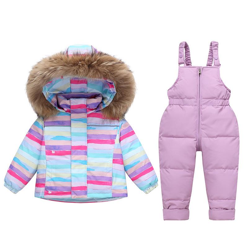 Children's Down Ski Suit Overalls Winter Outer Wear Baby Down Jacket Children