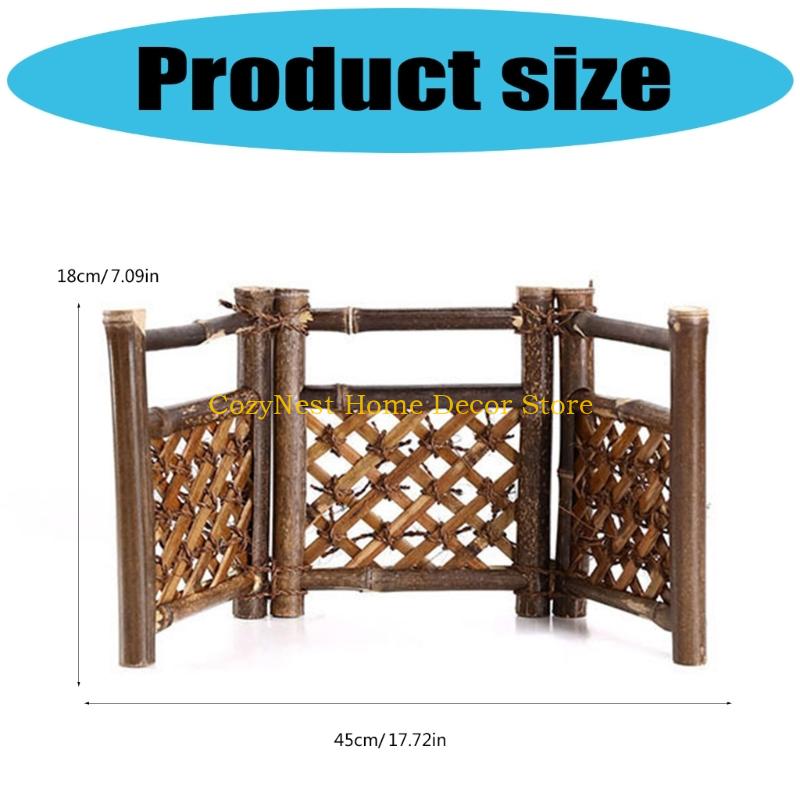92MF Bamboos Miniature Fairys Garden Ornament Fence Picket Fence for Dollhouses Plant Pot Wooden Decorative Picket Fence