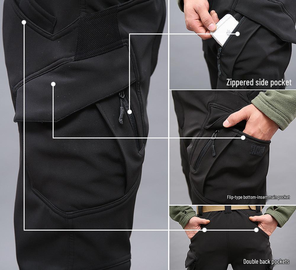 Angken Men's Winter Softshell Fleece-Lined Windproof Tactical Climbing Pants