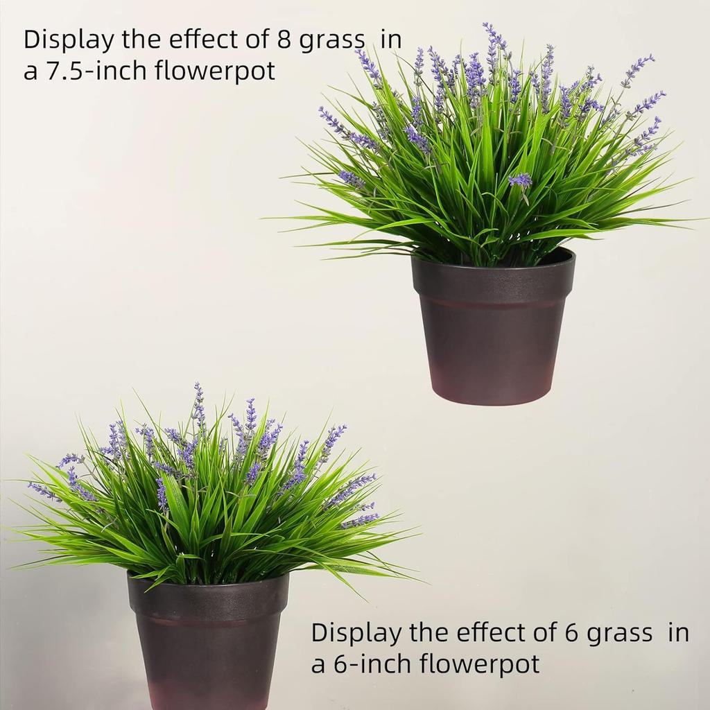Alyptus 12 Bundles Artificial Plants Outdoor Fake Monkey Grass with Flowers for Pot UV Resistant Plant Decor for Window Garden Patio Hanging Planter