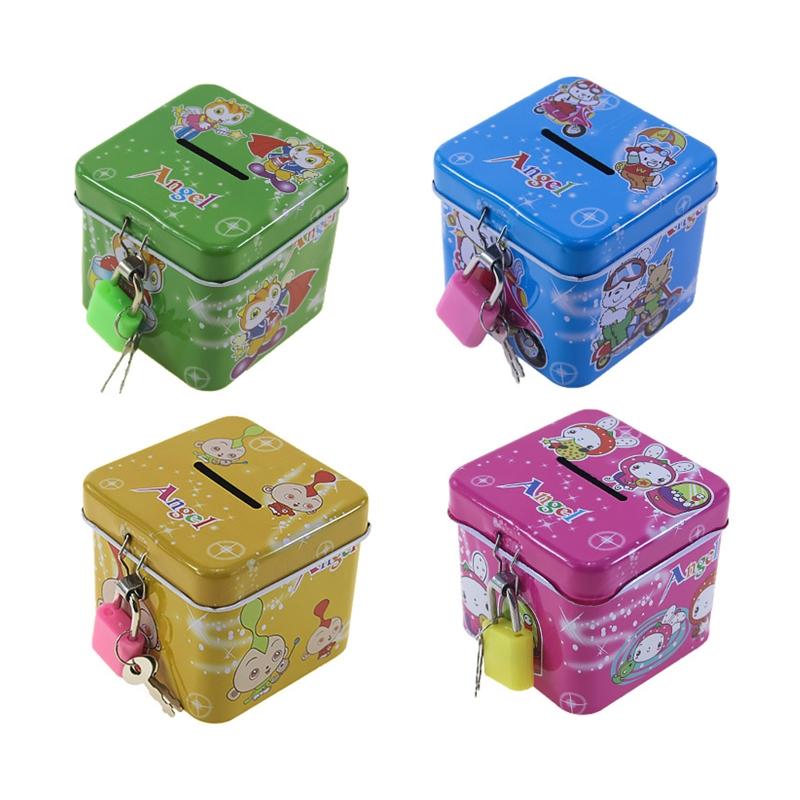 Cartoon Piggy Safe Money Box with Lock for Key for Creative Coin Boxes X3UC