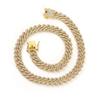 12Mm Lines Hip Hop Wind Full Diamond Men'S And Women'S Personality Rhombus Necklace Alloy Accessories Cuban Chain Jewelry