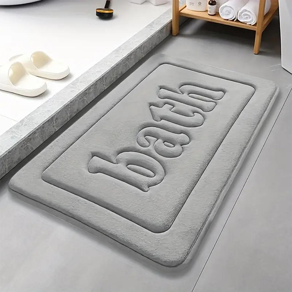 Flannel Embossed Bathroom Absorbent Mat Shower Room Non-slip Floor Mat Thick Sponge Toilet Foot Mat Furry Bedroom Door Mat