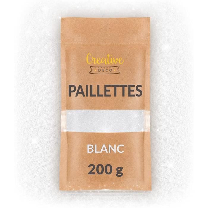 Paillette - CREATIVE DECO - Blanche - 200g - Fin 0,2mm - Pour Peinture et Résine Epoxy