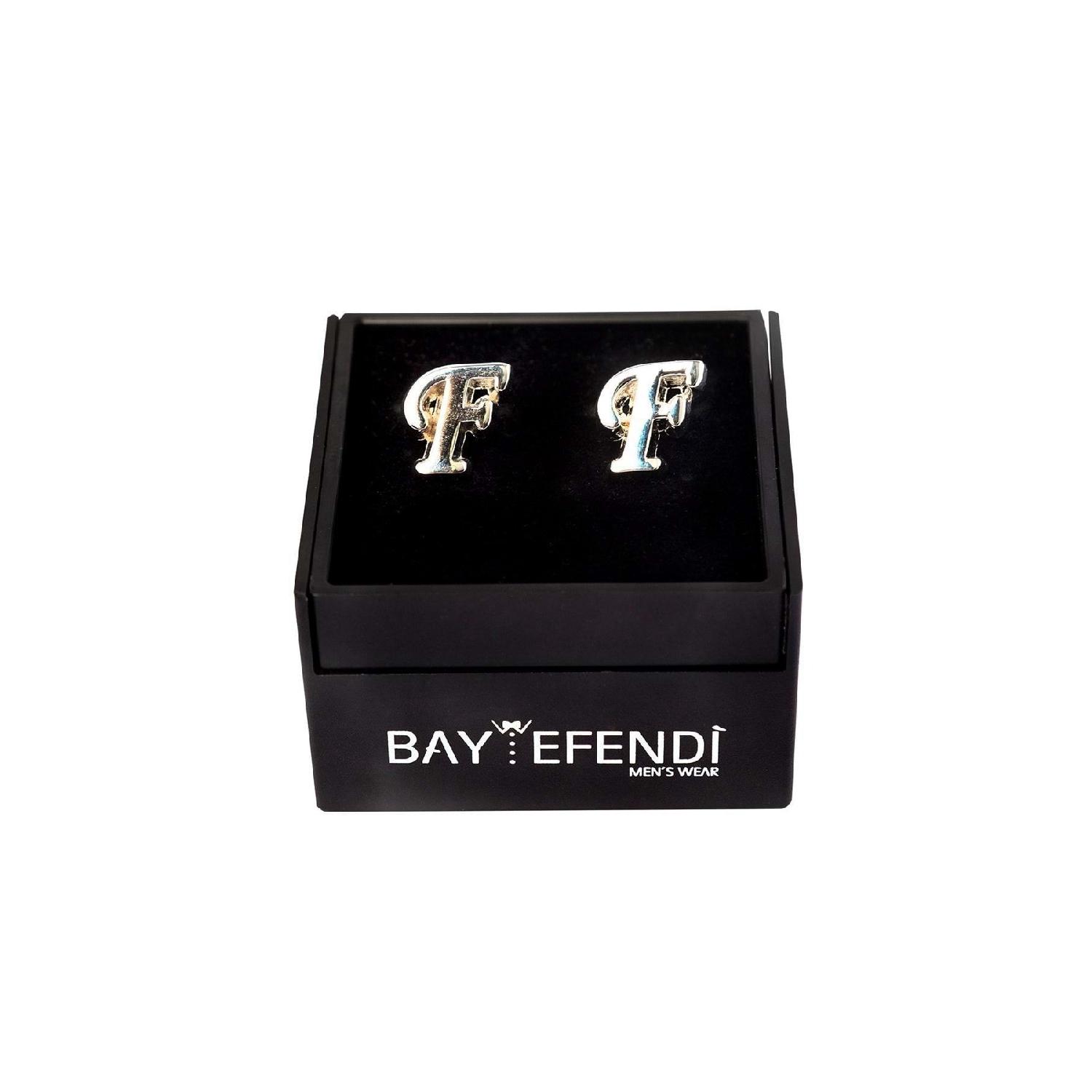 

Personalized Silver Color Cufflink With Letter F чёрный