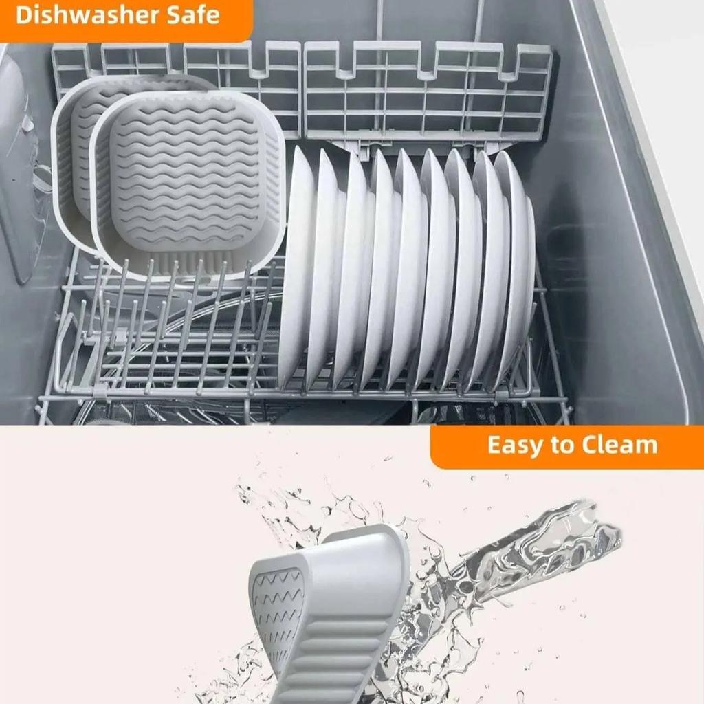 1PC- Silicone Air Fryers Oven Baking Tray Pizza Fried Chicken Airfryer Silicone Basket Reusable Airfryer Pan Liner Accessories