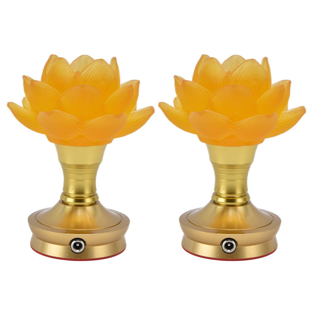2 Set LED Buddhist Light 3 Color Adjustment Buddha Lamp Plug In Flower Light for Home Buddhist