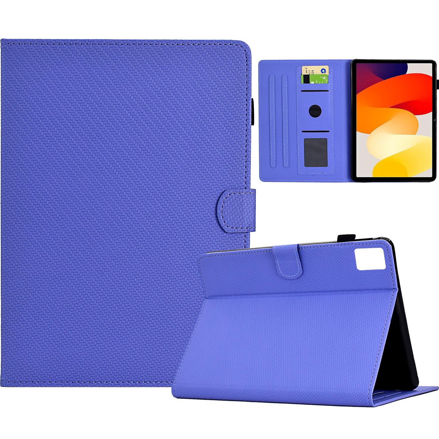 

For Xiaomi Redmi Pad SE Case Carbon Fiber Texture PU Leather Cover Stand View F