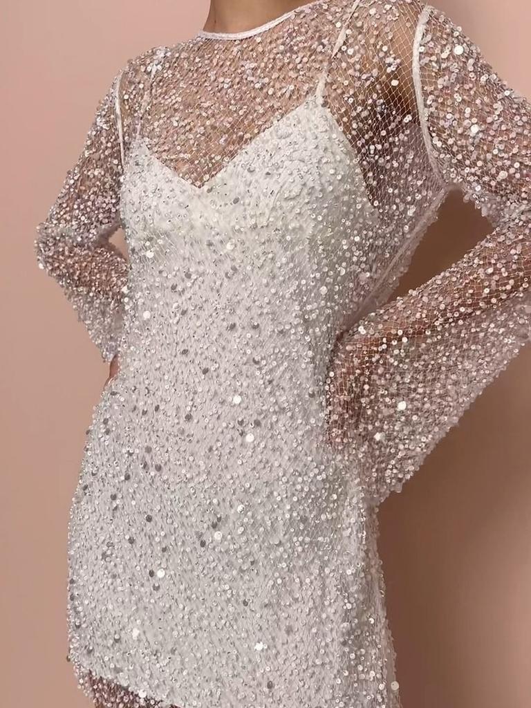 Damen Zweiteiliges Netz-Transparenz-Camikleid Set
