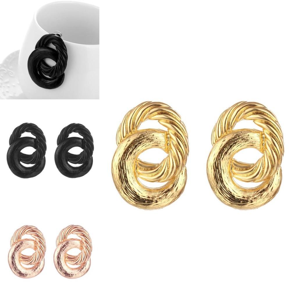 Elegant Alloy Hoop Earrings For Women Minimalist Geometric Design