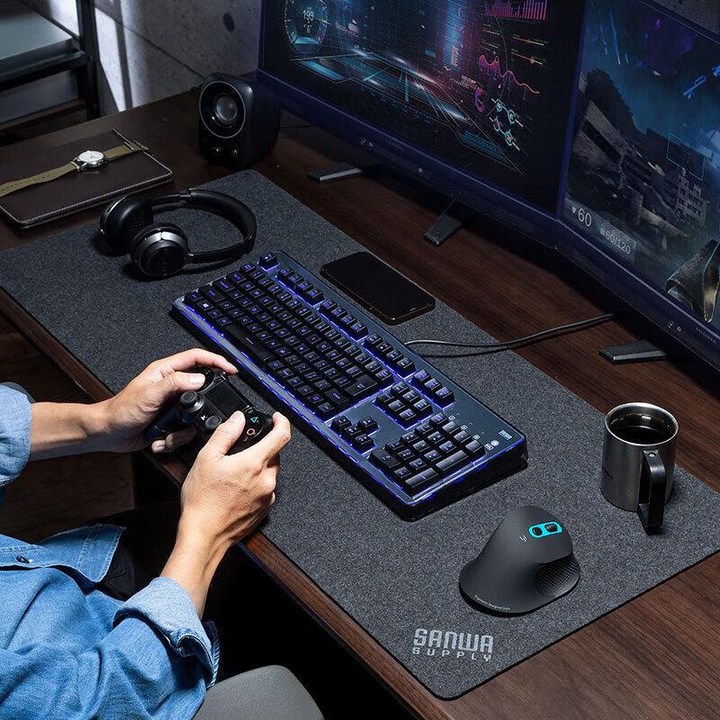 SANWA Large Felt Desk Mat and Mouse Pad