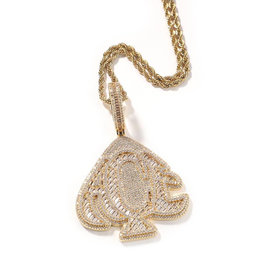 Hip hop peach heart pendant copper inlaid zircon trend personality hiphop men s necklace