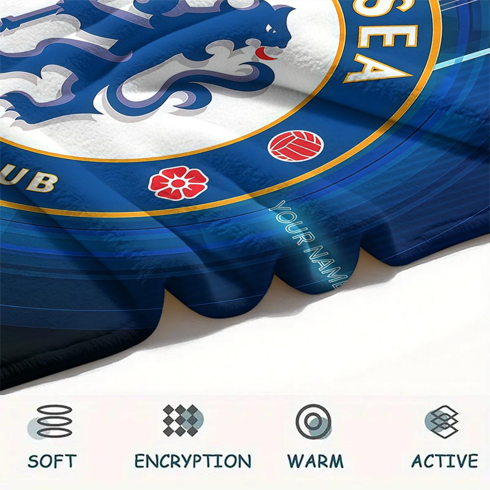Custom Name Chelsea Football Club Flannel Blanket, High Quality Comfortable for All Seasons, Home Decor, Warmth and Comfort