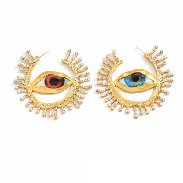 

Vintage Inspired Ear Rings Irregular Circular Earwear Blue Eye Earring Ornament 1