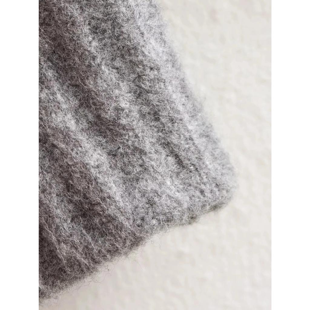 Danmo Women Vintage Solid Color Coat Long Sleeve Round Neck Sweater Jacket Spring Female Casual Zipper Sweater Coats