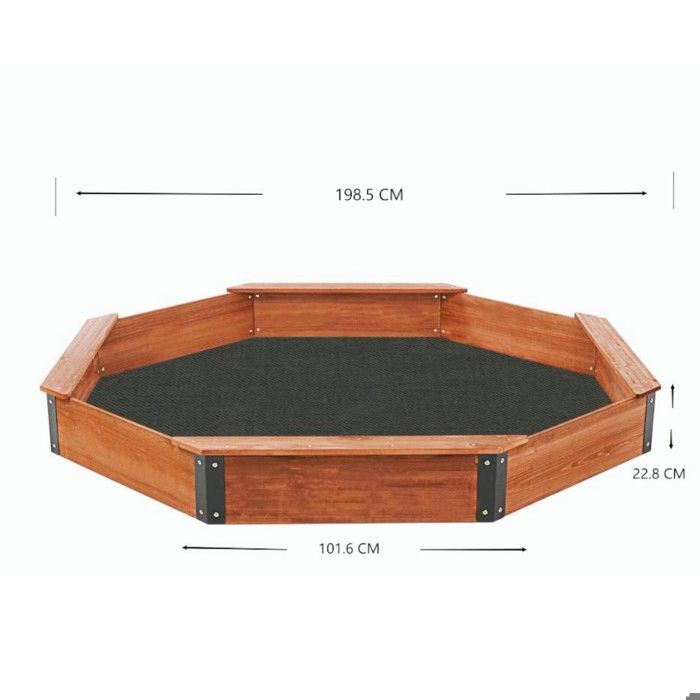 Sandpit - GINGER HOME OCTAGON - Spruce Wood - 199x199x23 Cm - Waterproof Cover
