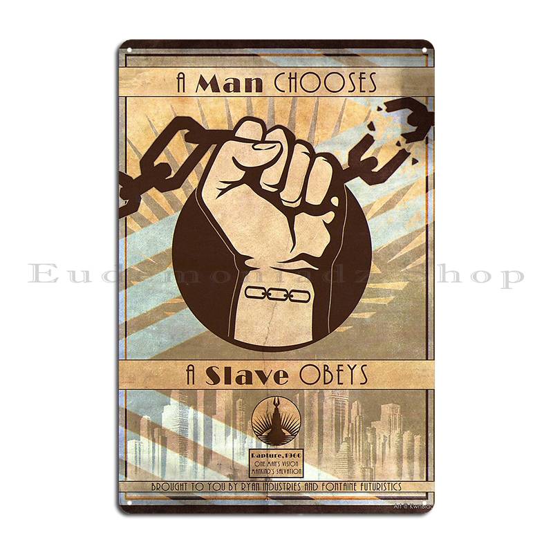 Bioshock Propaganda Poster Kwnblack Metal Sign Print Club Club Home Wall Cave Tin Sign Poster