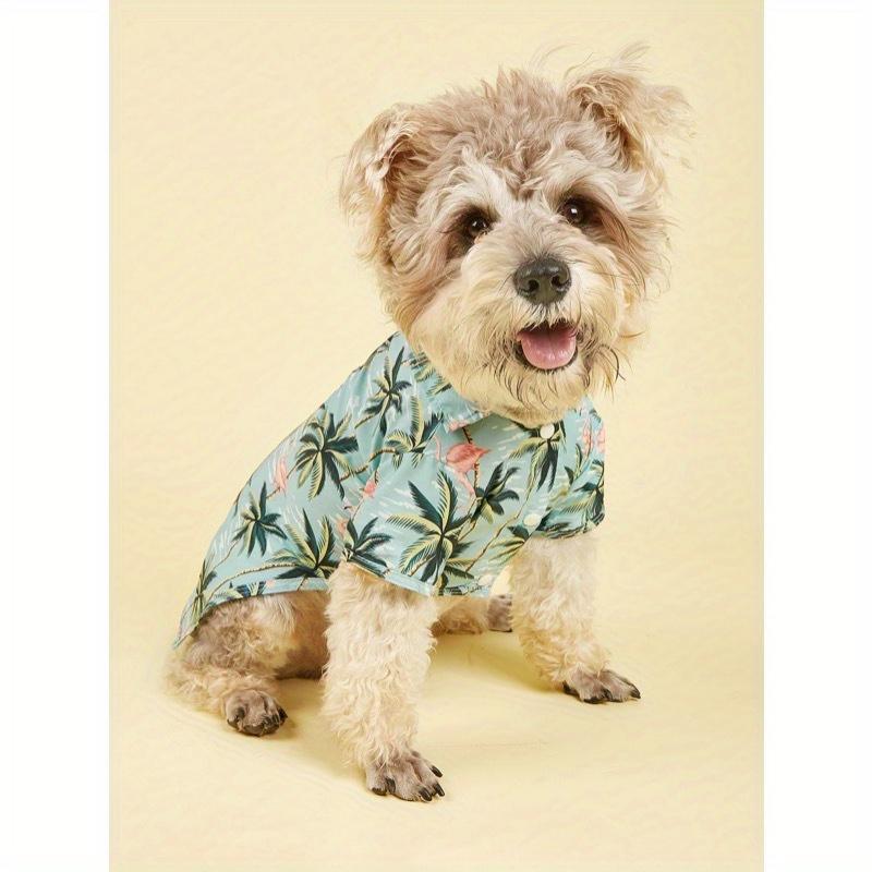 Hawaiian Beach Vacation Two Feet Button Up Pet Shirt With Collar For Cats And Dogs In Spring, Summer, Autumn