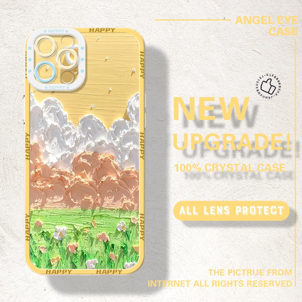 For iPhone 16 Pro Max 15 14 13 Pro Max Samsung S23 FE S24 Plus S24 Ultra A25 A34 A54 Oil-Painting Landscape Full Camera Protect Soft Phone Casing