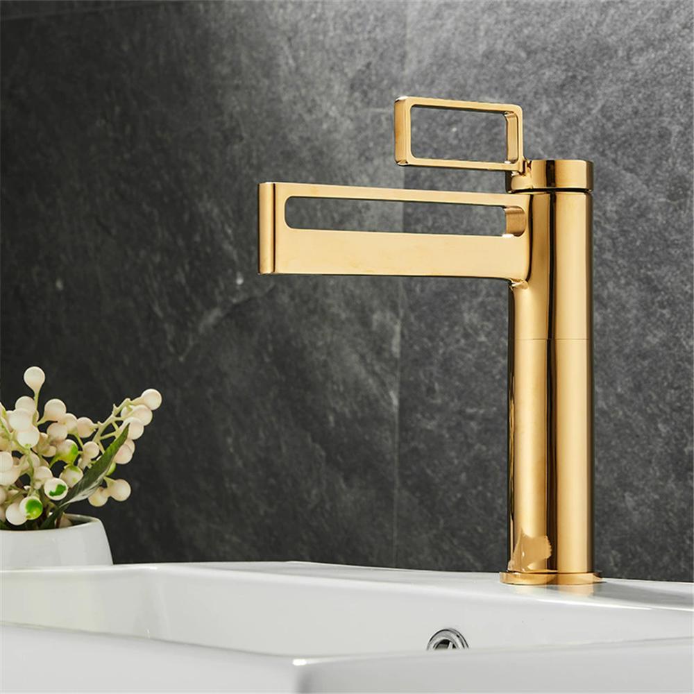Gold Bathroom Faucet Hot & Cold Black Basin Faucets Brass Bathroom Sink Faucet Deck Mounted Lavotory Faucet Mixer Water Tap