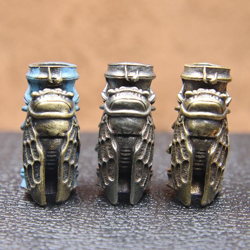 Bamboo Cicada Brass Knife Beads DIY Handmade Paracord Beads Lanyard Pendants Accessories EDC Outdoor Tool Umbrella Rope Hangings
