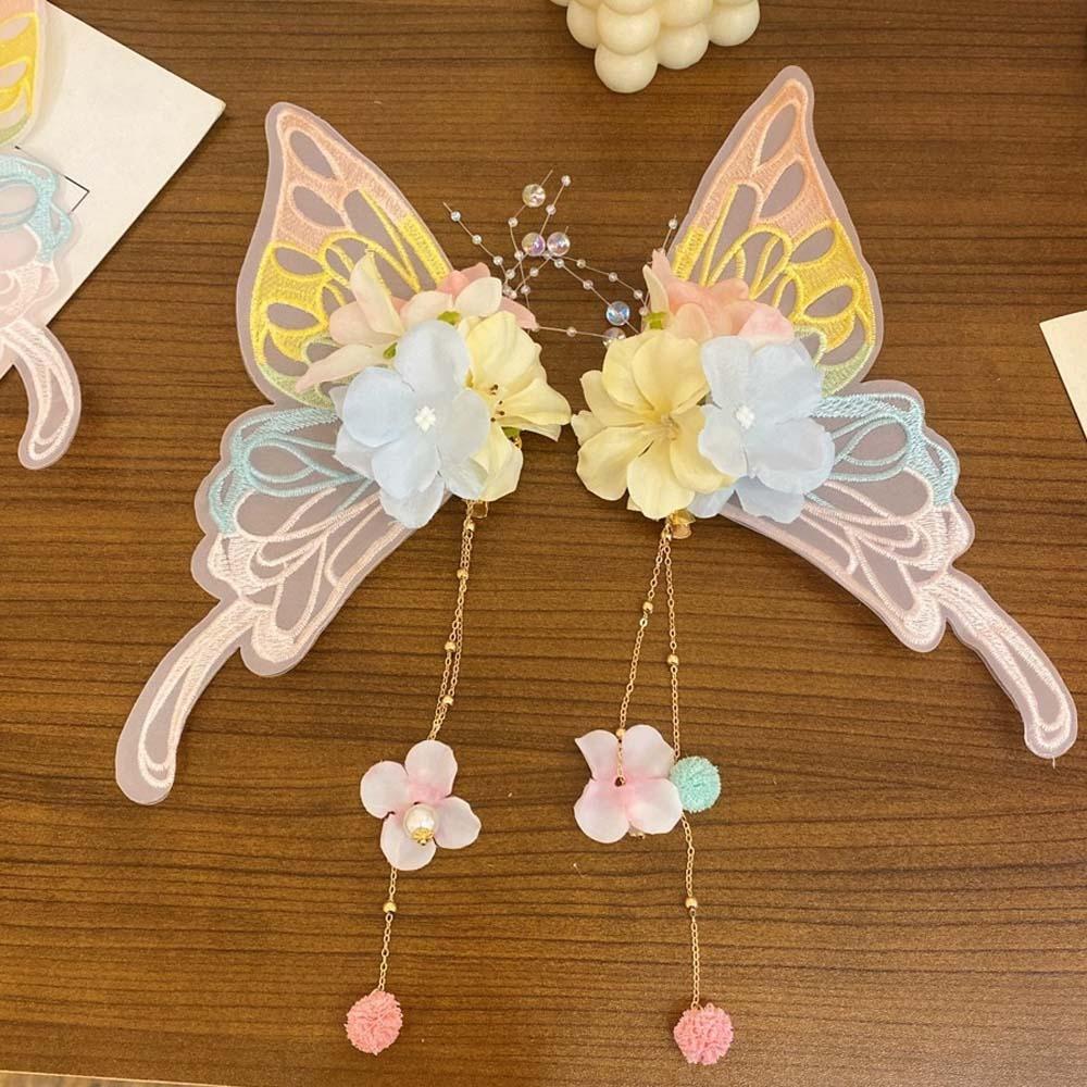 Mesh Big Butterfly Wing Hairpins Kawaii Elf Ear Headband Fashion Children's Headdress  Daily