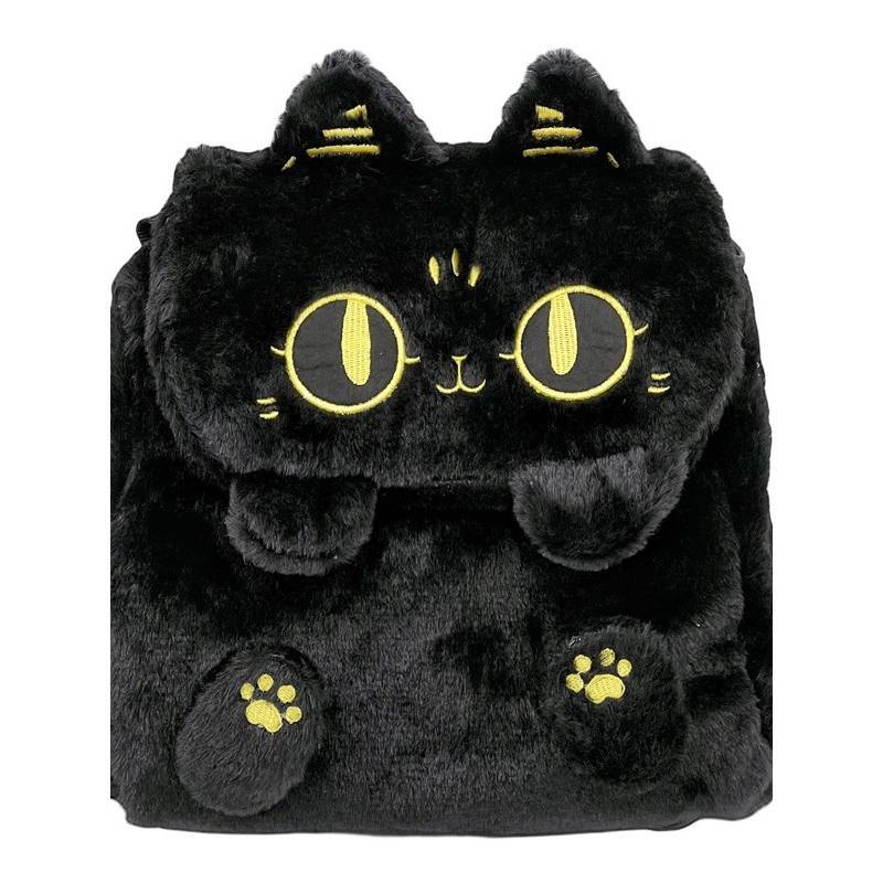 Anderson Cat And Capybara Embroidered Plush Backpack With Zipper Closure For Daily Use