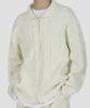 GLW Collared Cable Knit Zip-Up Ivory