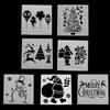 652F 7 Pcs Baking Mesh Christmas Stencil Baking Decorating Tool Gift for Baking Lover