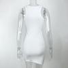 Sommer Ärmellos Sexy Tasche Hüfte Kurz Kleid Einfach Schlankmachend Tanktop O-Ausschnitt Mini Kleider Basic Mode Bodycon Party Elegant Kleidung