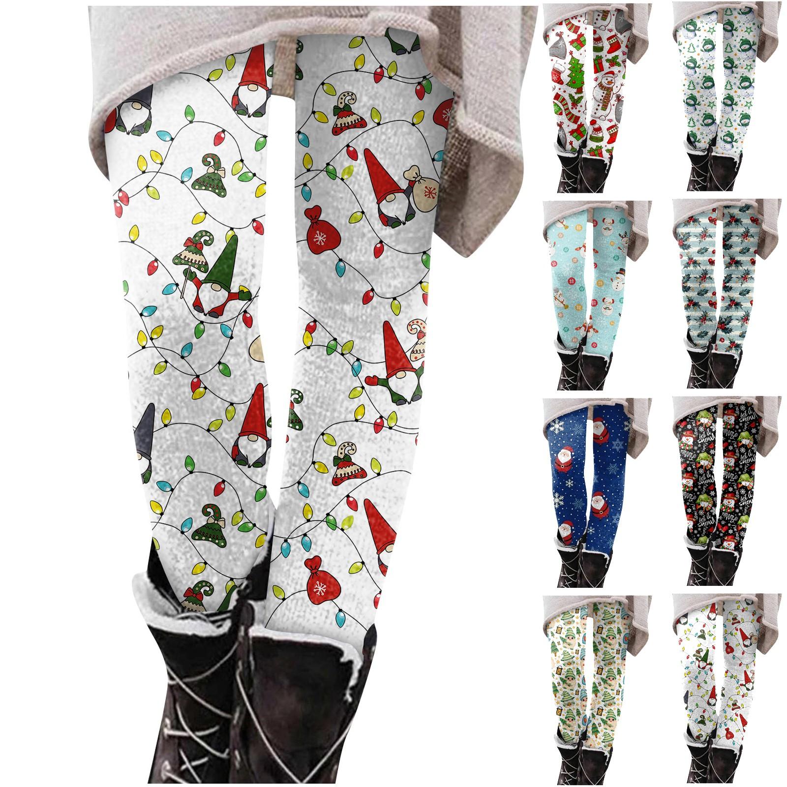 

Женские брюки с рождественским принтом, эластичные мягкие хлопковые леггинсы, повседневные домашние пижамы