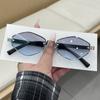 Personalized Rhombus Small Frame Sunglasses Women Fashion Polygonal Metal Frame Sunglasses Luxury Brand Punk Shades Eyewear