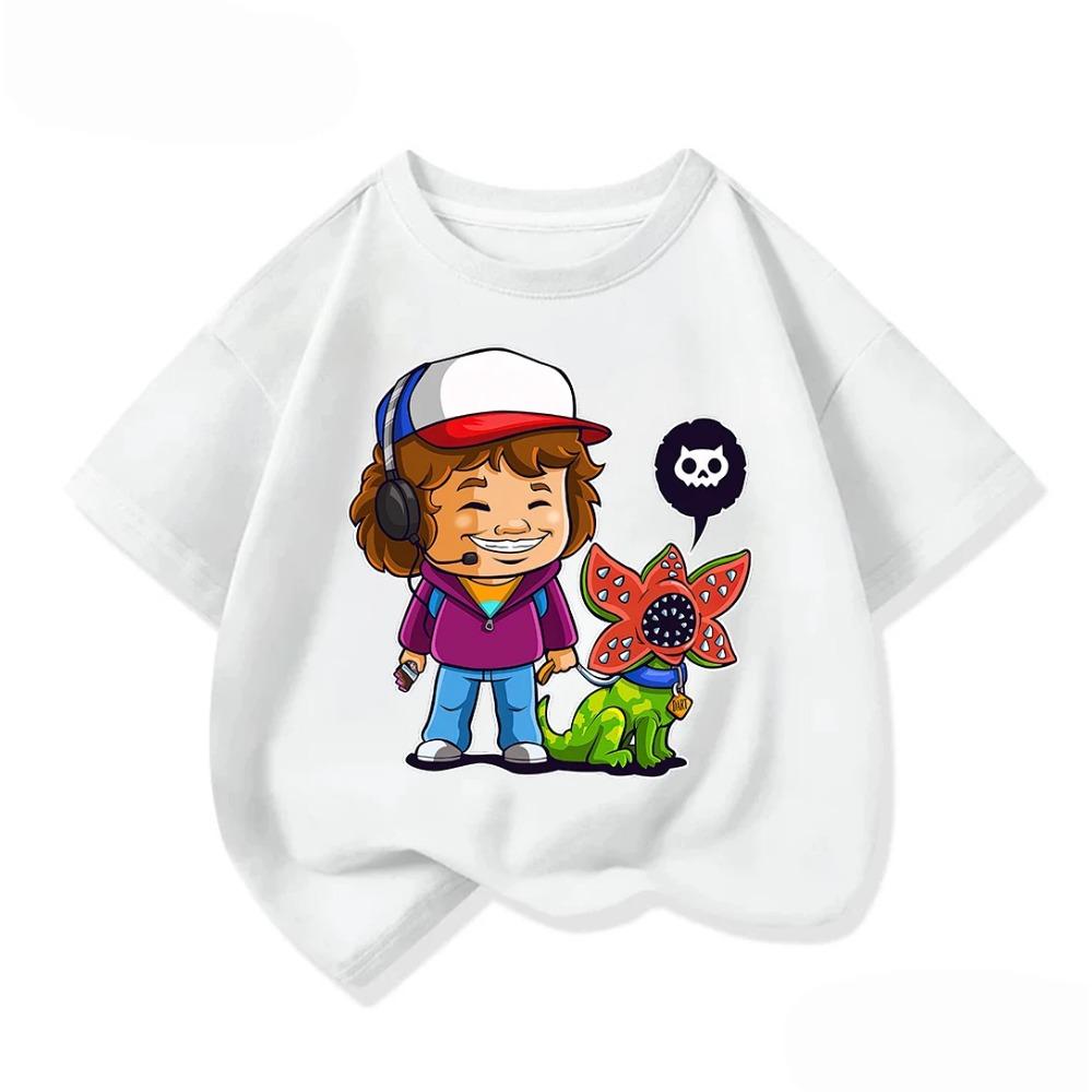 Cool Children Short Sleeve Tee Stylish Stranger Things Crew Neck Fashion Street Summer Casual Tops For Kids 3 14Y