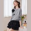 Bailuyu Women's 3D Floral Embellished Contrast Sweatshirt