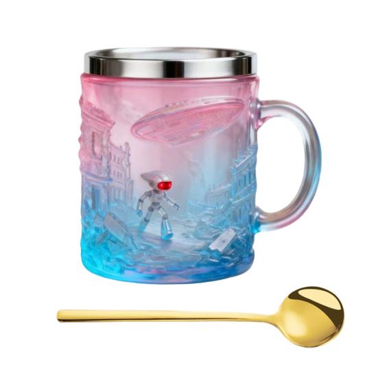 Book Mug 3D Hand-Painted Resin Coffee Mug with Stainless Steel Interior Microwave Dishwasher Safe Literary Cup Unique Gift for Book