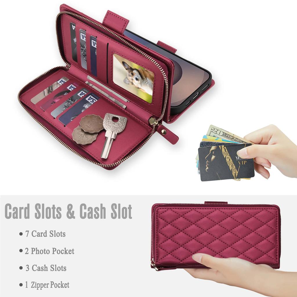Crossbody Wallet Case for Samsung Galaxy S26 S25 S24 S23 Ultra S25 Edge, RFID Blocking Zipper Purse Flip Cover with Card Holder