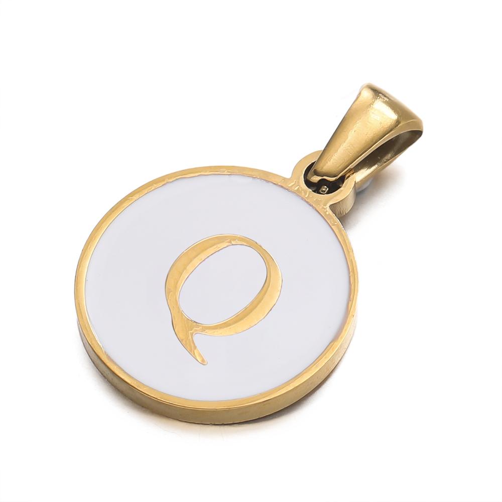 1pcs/pack Stainless Steel 26 Alphabet A-Z Letters Round White Pendants For DIY Bracelet Necklace Jewelry Making Accessories