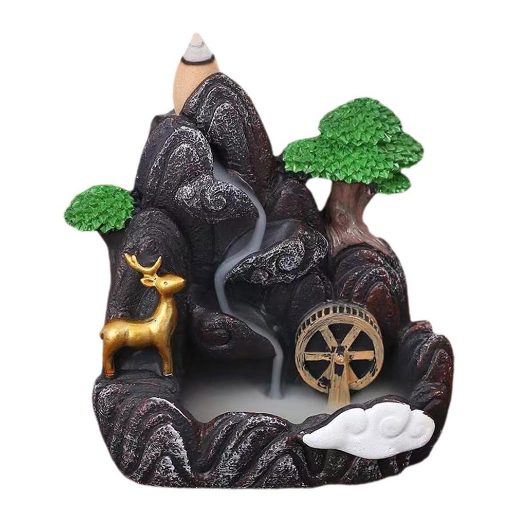 Waterfall Incense Burner Mountains River Shaped Incense Burner Home Decor Backflow Fragrance Aroma Fountain Zen Decor Burner