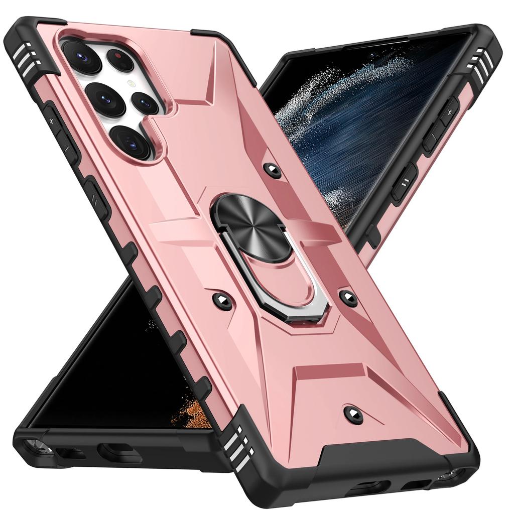 For Samsung Galaxy S22 S23 S24 S25 Ultra Plus A14 A34 A54 A15 5G Shockproof Heavy Duty Armor Phone Case Cover Ring Kickstand