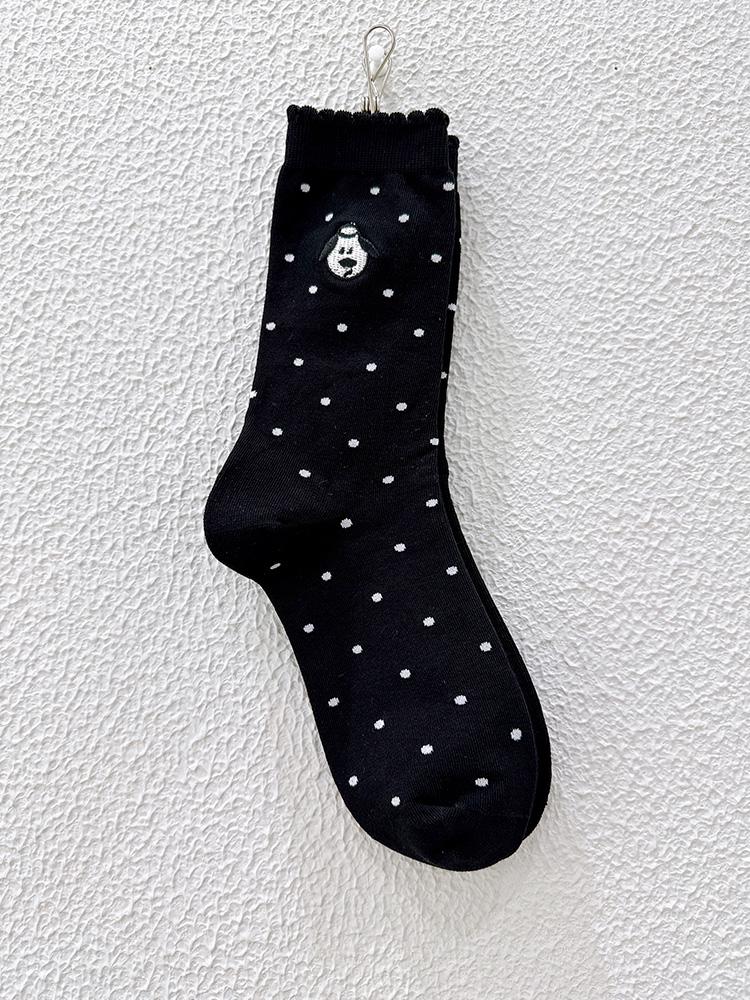 2024 Gray Women's Mid-Calf Cotton Socks - Polka Dot, Airplane, Dog Cartoon Design, Breathable & Sweat-Absorbent