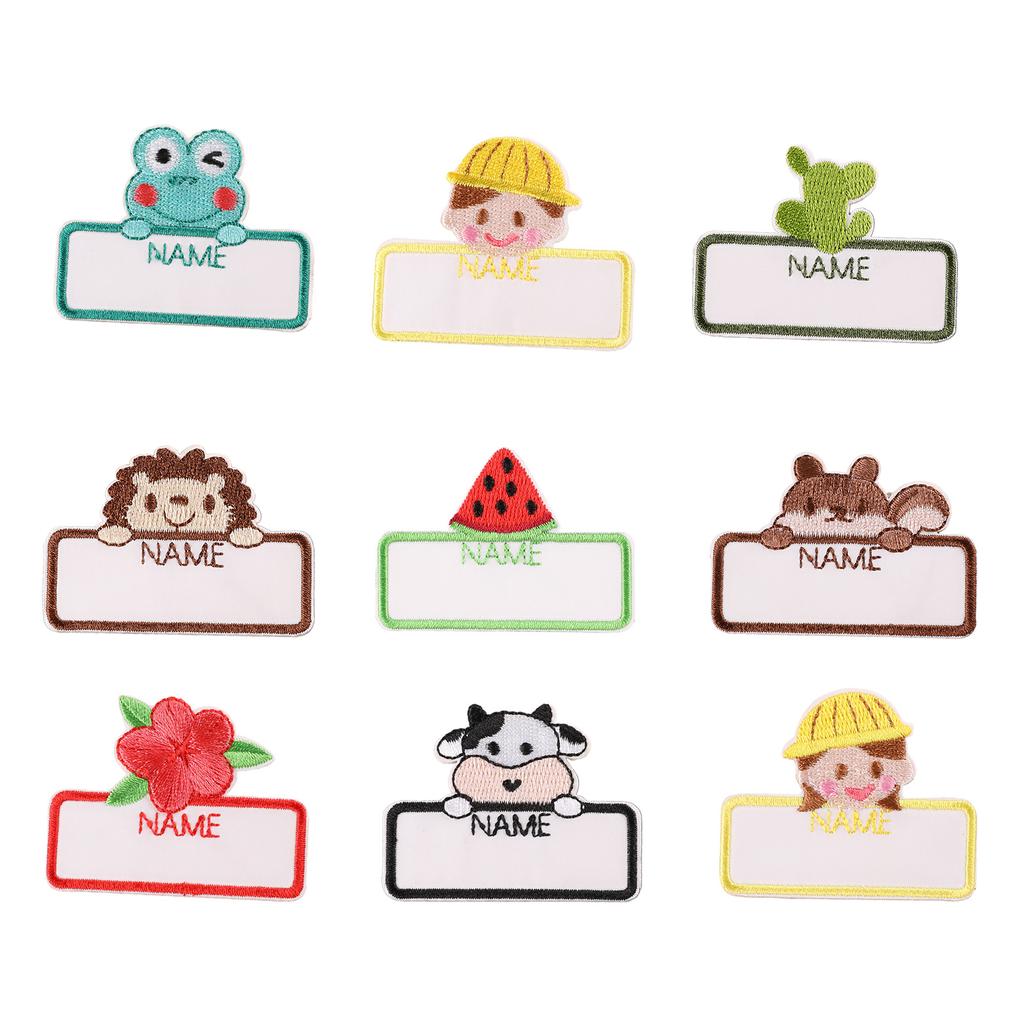 9pcs SelfAdhesive Name Patches Embroidery Cartoon Fabric Stickers for School Kids Garment Decors On Backpacks Clothing