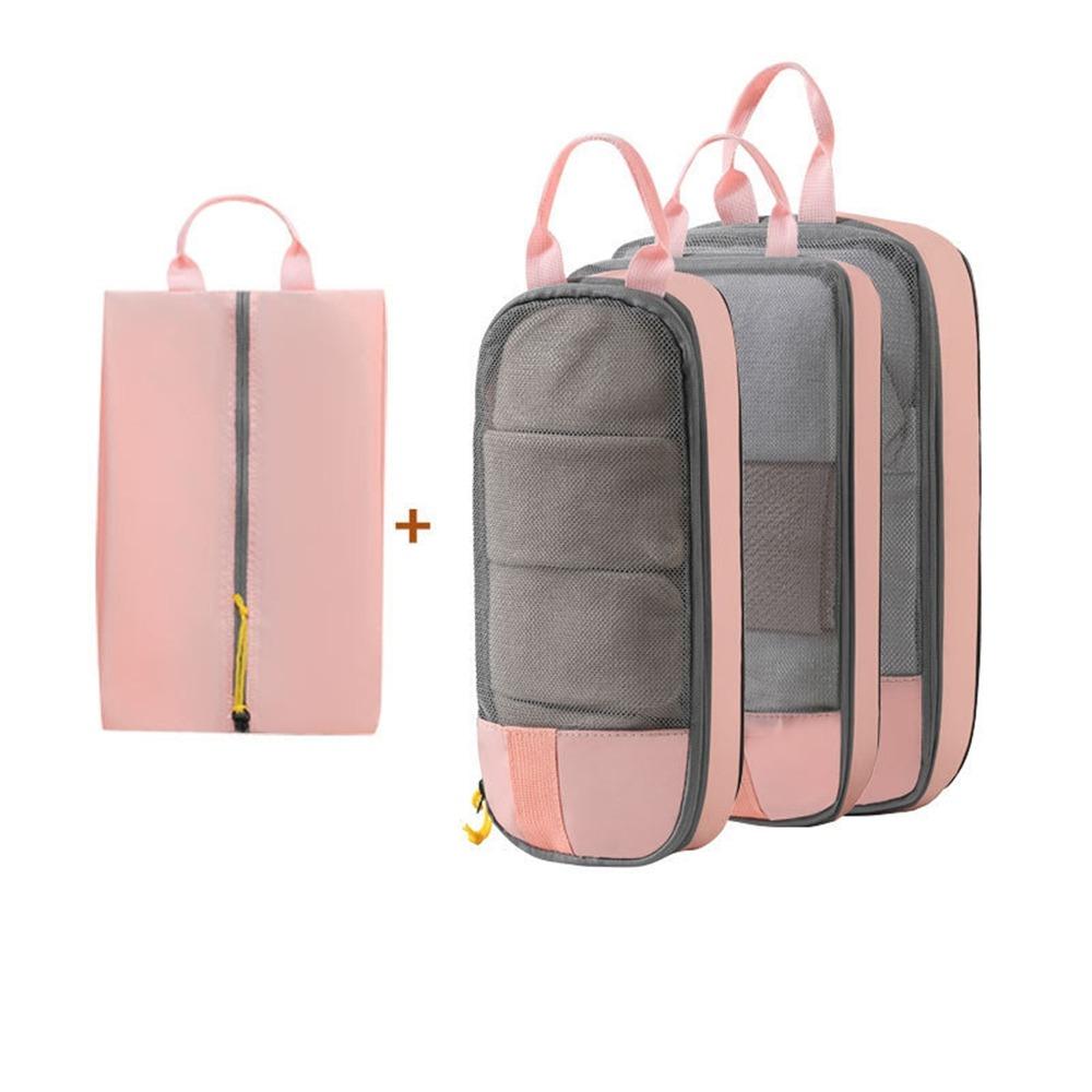 4Pcs/Set Expandable Compression Packing Cubes Oxford Fabric Clothes Storage Bag  Travel