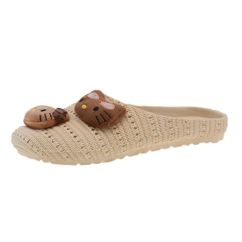 Cute Hello Kitty Soft Bottom Cool Slippers Women's Summer Breathable One Pedal Bag Head Drag Lightweight Versatile Hollow Half Pack Drag
